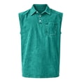 thumbnail image 5 of Evdexr Men's Shirts Distressed Henley Tank Tops Summer 2026 Sleeveless Vintage Button Down Running Polo Shirts Lightweight Cotton Tee Shirt with Pocket Turquoise L, 5 of 5