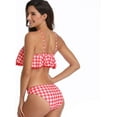 thumbnail image 6 of Styles I Love Family Matching Floral Leaf Printed Bikini Swimsuit Pool Water Game Swimwear Beach Bathing Suit for Mom and Daughter (Red Checkered, Daughter 128/4-5 Years), 6 of 7