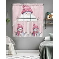 thumbnail image 5 of Pink Snowman Christmas Kitchen Curtain and Valance Set 3 Pieces, Rod Pocket Short Tier Curtains 36 Inch Length, Xmas Winter Snowflake Swag Topper Small Window Treatment for Cafe Bathroom Bedroom, 5 of 6