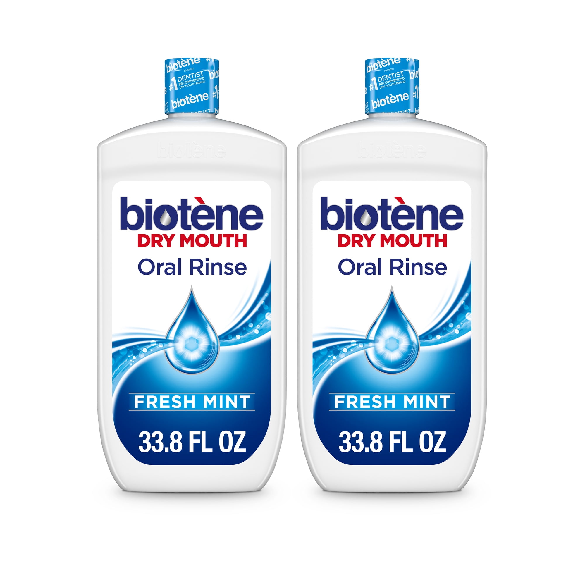 Biotene Oral Rinse Mouthwash for Dry Mouth, Breath Freshener and Dry Mouth Treatment, Fresh Mint - 33.8 fl oz(Pack of 2)