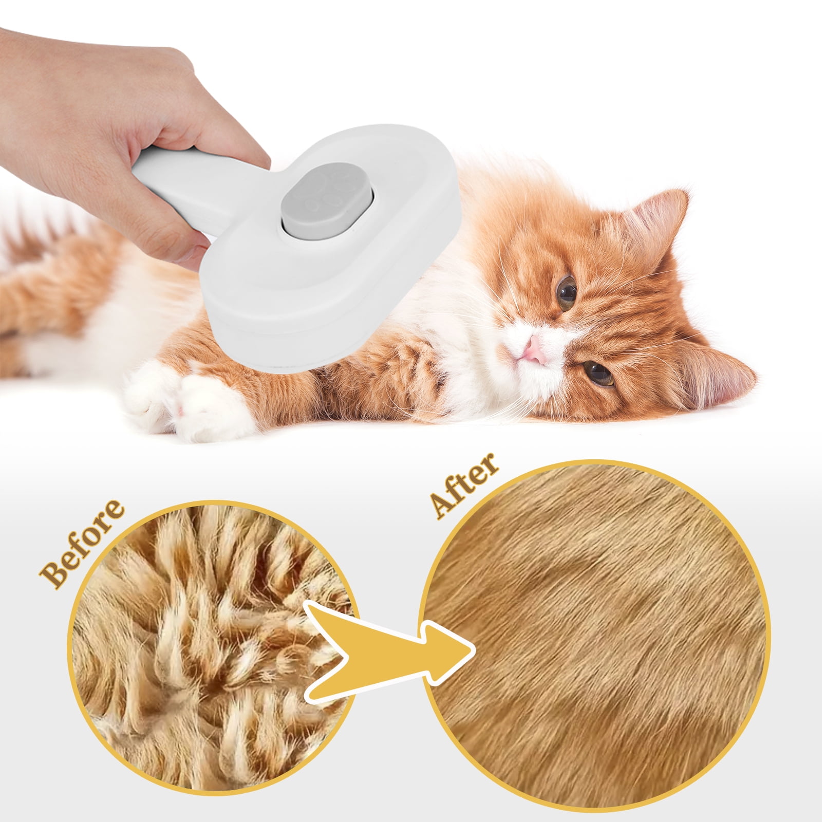 Grooming Brush for Pet Cats Dogs, Silicone and Steel Bristles for Shedding, Detangling & Long Hair Care, Gray