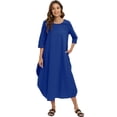 thumbnail image 2 of EFINNY Women Plus Size Causal Soild Kaftan Maxi Dress Long Shirt Dress (2024 Upgrade), 2 of 8