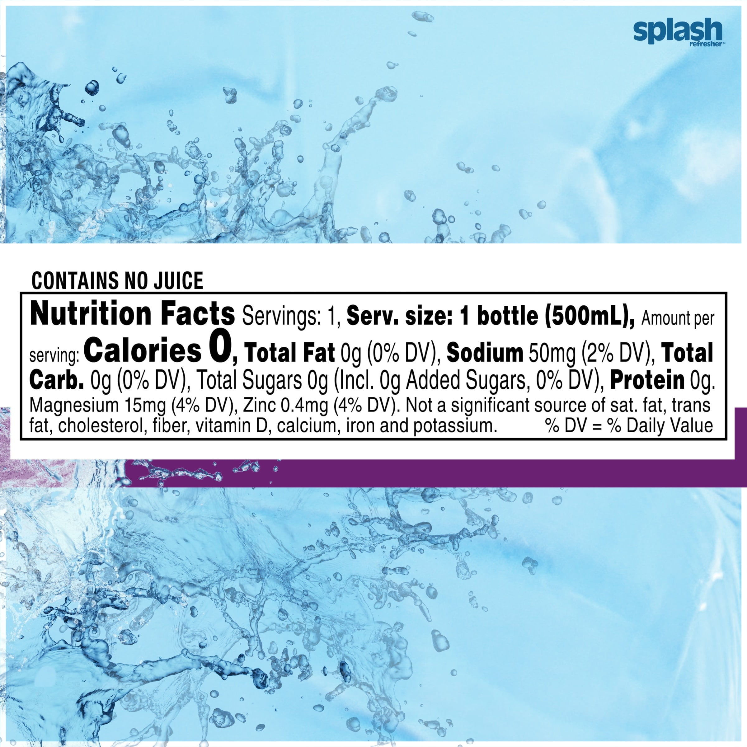 Splash Blast Acai Grape Flavored Water, 8 fl oz, 24-pack Plastic Bottles