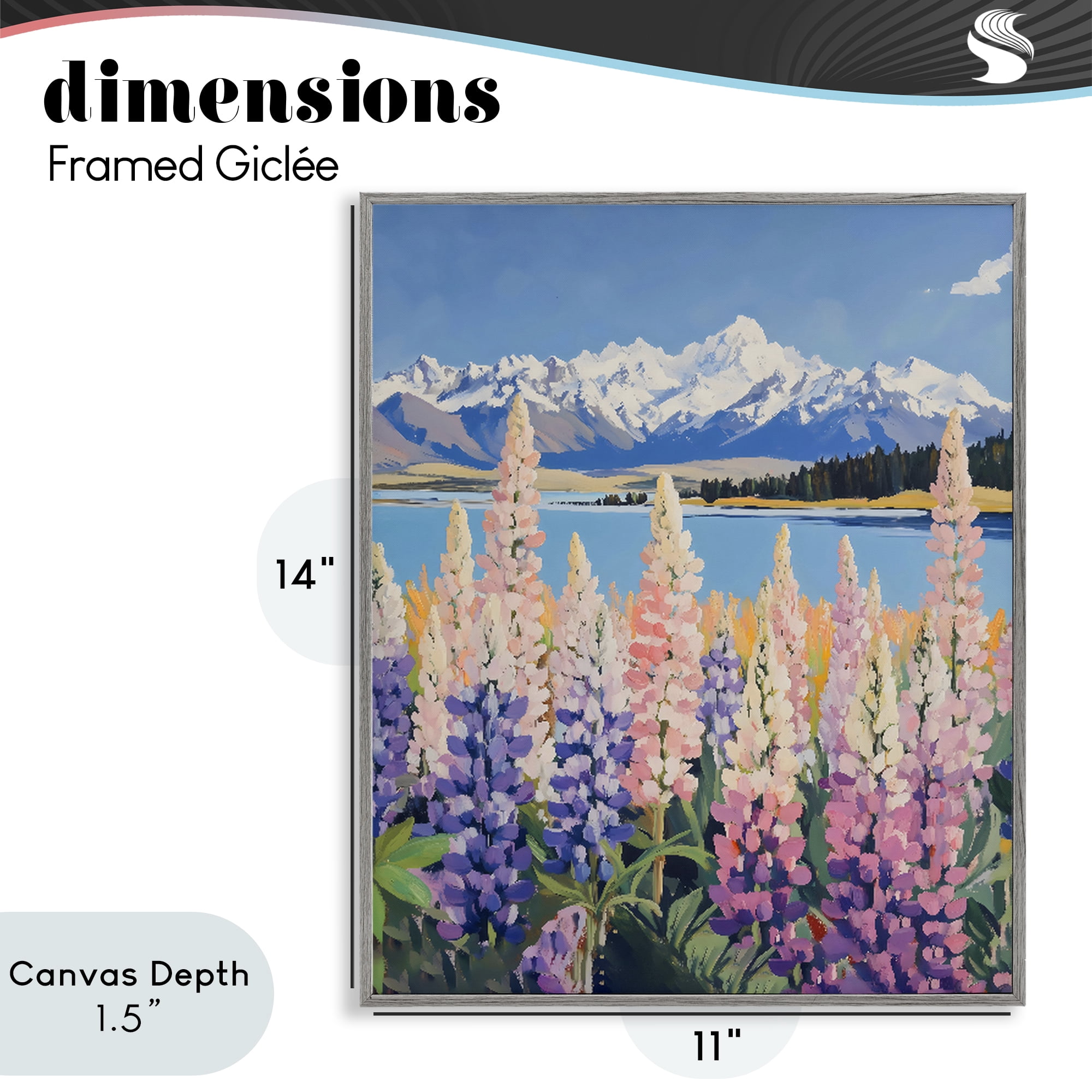 Stupell Industries Mountains & Wildflowers by Lake Gray Framed Giclee Art, design by The Prints Vibe