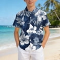 thumbnail image 2 of CAICJ98 Boy's Hawaiian Shirt Tropical Beach Short Sleeve Kids Casual Summer Shirt (Navy,14-15 Years), 2 of 6