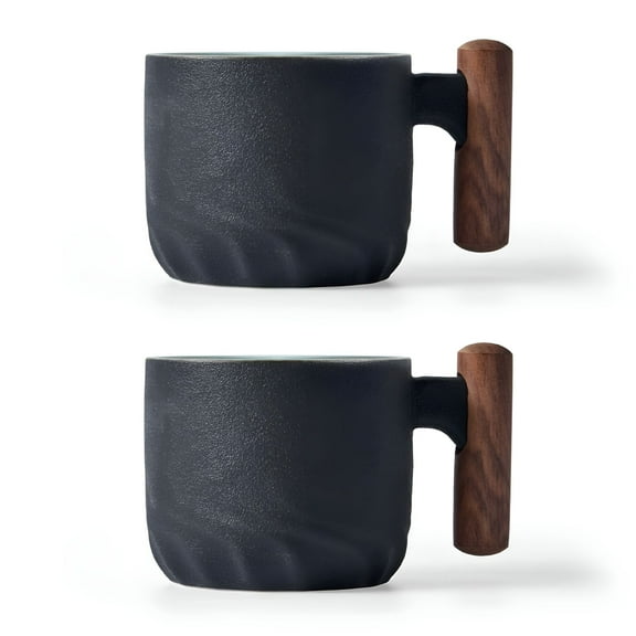 ACDANC Ceramic Espresso Cups with Wooden Handle Espresso Shot Cups for Coffee or Tea,3oz (green,2)