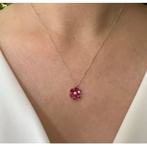 14K Yellow Gold Plated Silver 3Ct Pear Cut Lab Created Red Ruby Flower Pendant