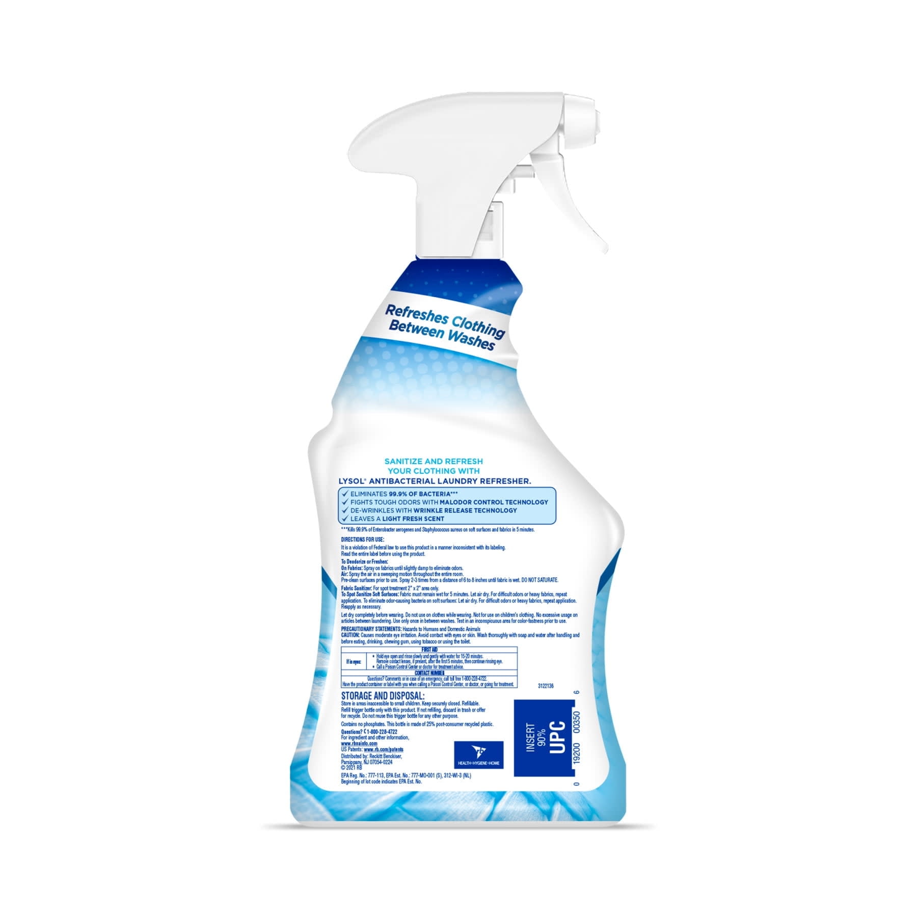 Lysol Antibacterial Laundry Refresher Spray, Sanitizing Spray for Clothes, Crisp Linen, 22 fl oz