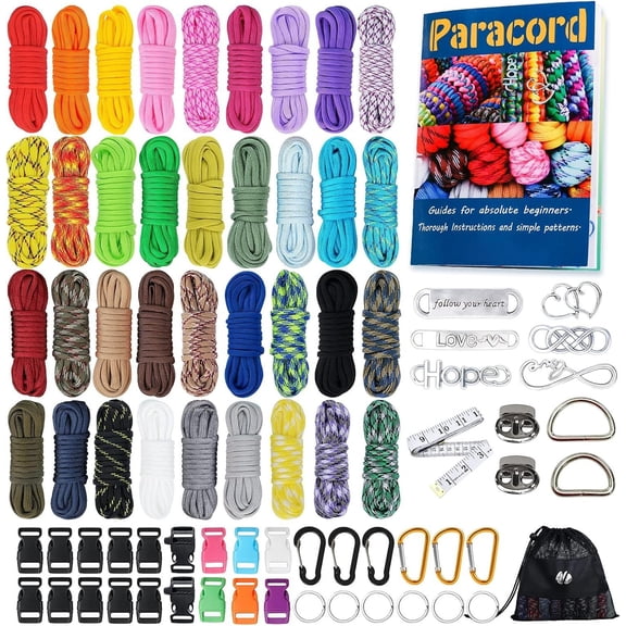 Paracord Combo Kit - 36 Colors, Multifunction Ropes & Accessories for Crafts