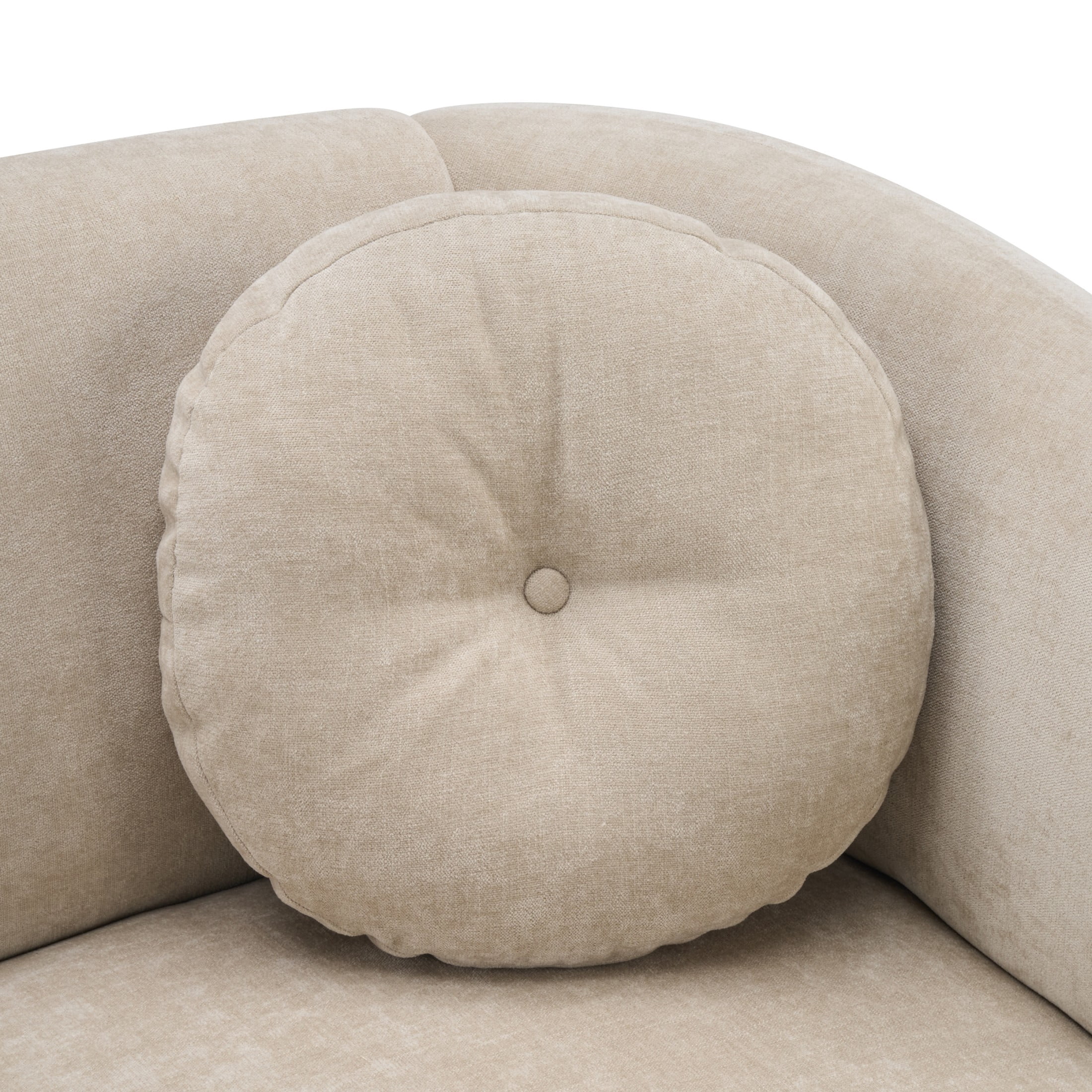 Christopher Knight Home Modern Curved Upholstered Sofa with Round Pillows, Birch Wood Legs, Almond