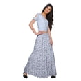 thumbnail image 5 of Moomaya Printed Rayon Cold Shoulder Crop Top And Skirt Ethnic Set For Women, 5 of 6