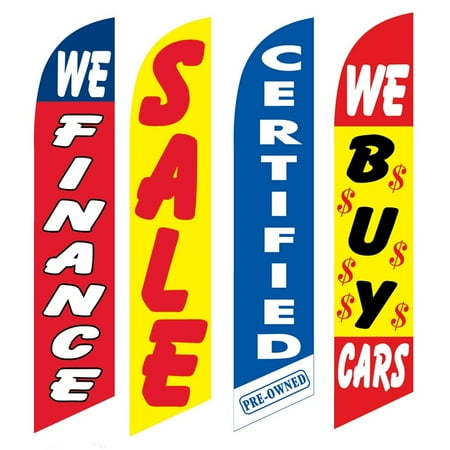 4 Advertising Swooper Flags We Finance Sale Certified Pre Owned We Buy Cars