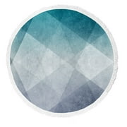 ECZJNT teal blue white pattern blocks diagonal lines Beach Towel Beach Blanket Beach Yoga Mat