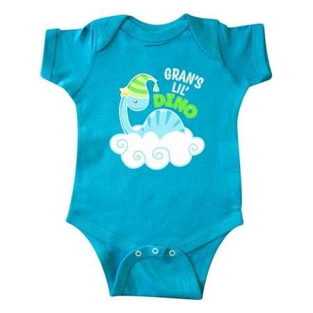 

Inktastic Gran s Lil Dino with Cute Blue Baby Dinosaur Gift Baby Boy or Baby Girl Bodysuit