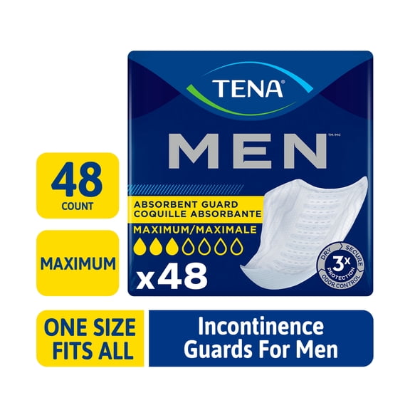 TENA Incontinence Guards for Men, Maximum, 48 Count