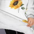 thumbnail image 3 of Oversized Wearable Blanket Hoodie,White Green Leaf Sunflower Pattern Sherpa Blanket Hoodie with Super Pockets,Super Warm Fuzzy Pullover for Women & Men, 3 of 6