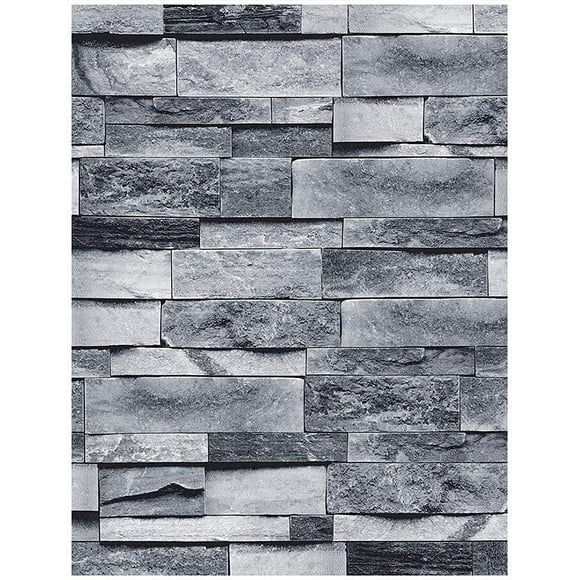 Clearance:Brick Peel and Stick Wallpaper Shiplap Grey 3D Effect Brick Self-Adhesive Removable Wallpaper,Decorative Waterproof Contact Paper and Shelf Liner,Home Decoration 17.7"X118.1"