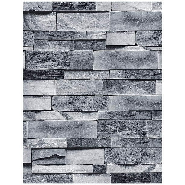 Papel pintado de ladrillo para despegar y pegar, color gris Shiplap, efecto 3D, papel pintado autoadhesivo extraíble, papel de contacto decorativo impermeable y revestimiento para estante, decoración