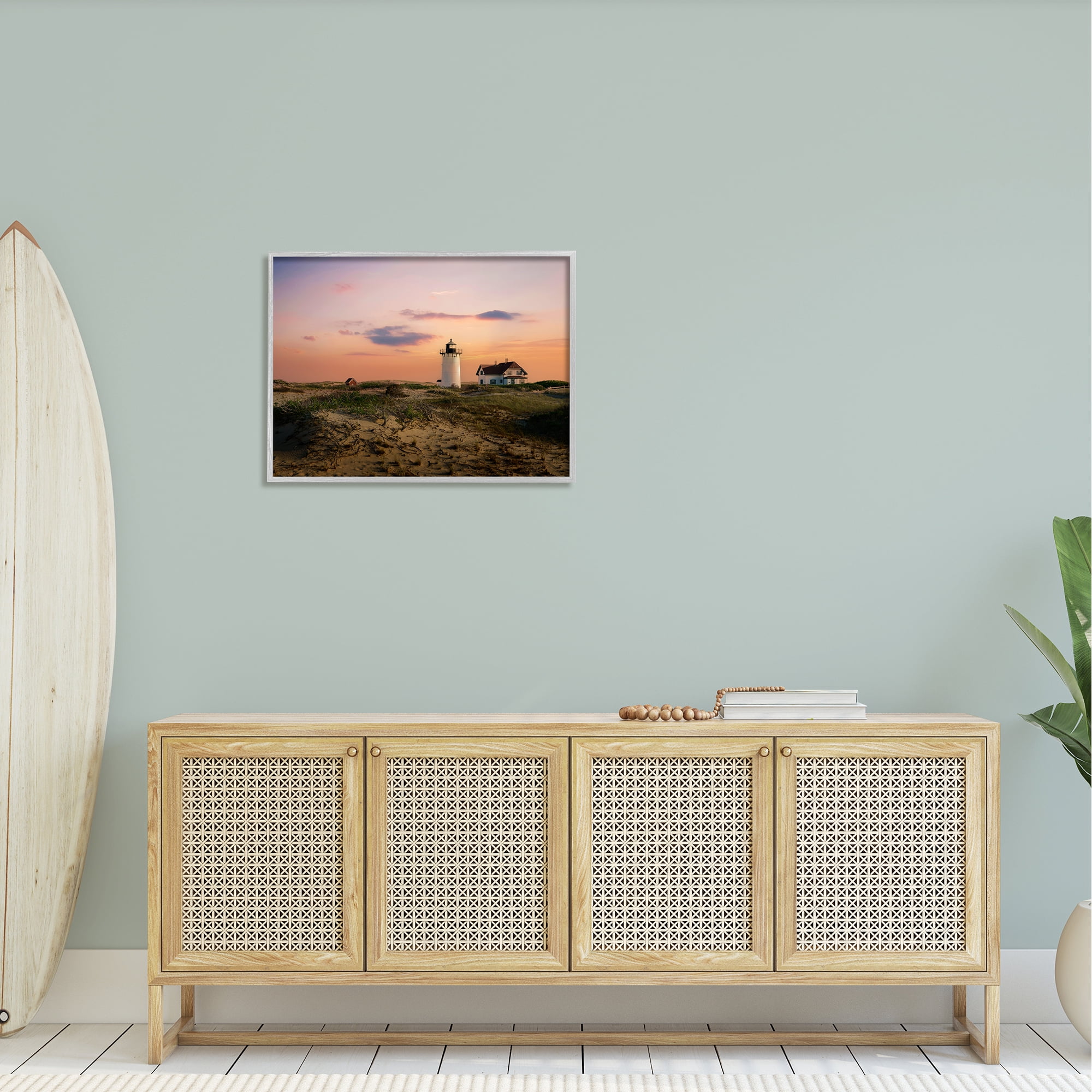 Stupell Rural Coast Lighthouse Dunes Landscape Photography Gray Framed Art Print Wall Art