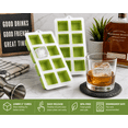 thumbnail image 3 of 2 Pack Green Jumbo Ice Cube Trays 2 Inch Large Cubes for Whiskey Cocktails Iced Coffee Slow Melting Easy Release BPA Free, 3 of 7