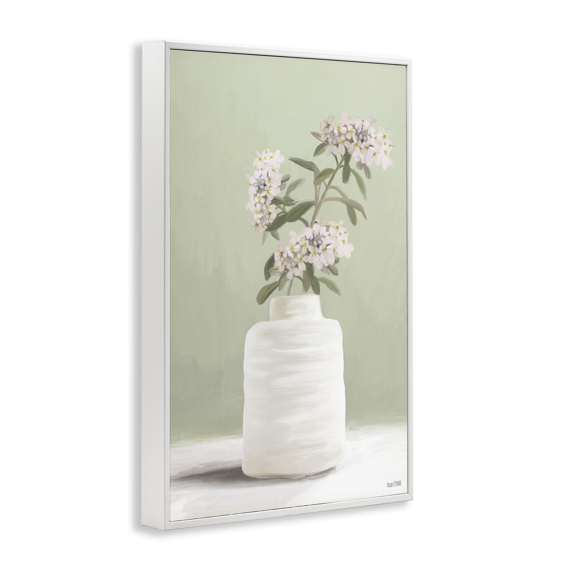 Stupell Industries Simple Herb Vase Botanical & Floral Painting White Framed Art Print Wall Art, 12 x 18