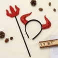 thumbnail image 2 of Halloween Horns Headband and Devil's Pitchfork With Handle Set Devil Halloween Costume, 2 of 6