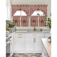 thumbnail image 4 of Vintage Texas Star Brown Swag Kitchen Curtains Sets for Windows 24 Inch Length, Red Plaid Berry Farmhouse Short Window Curtain Panels Swags Valances and Tiers 3 Piece Set for Cafe/Dining Room, 4 of 5