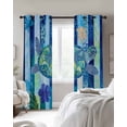thumbnail image 3 of Blue Turtle Coastal Blackout Curtains, Light Blocking Print Window Curtains, Nautical Beach Summer Sea Retro Thermal Insulated Window Drapes for Living Room Kitchen Cafe 2 Panels, 104"W x 84"L, 3 of 9