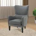 thumbnail image 2 of Upholstered Arm Chair, Mid-Century Modern Accent Chair with Grey Fabric, Comfortable Wingback Design, Perfect for Living Room, Bedroom, or Office Seating, 2 of 5