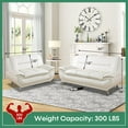 thumbnail image 3 of PonLiving Oversize Modern Leather Sofa Set with Loveseat and Armchair, 3-Piece Living Room Furniture Sets, Off White, 3 of 7