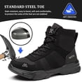 thumbnail image 3 of XQJ Men's Steel Toe Work Boots, Comfortable Lightweight Industrial Construction Shoes, Durable High Top Safety Boots - Black - Size 5, 3 of 12