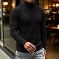 thumbnail image 5 of Men's Turtleneck Sweater Solid Color Knitted Pullover Casual Basic Long Sleeve Tops,Soft, Warm,Stretchy,Work or Outdoor Fall Winter Clothes Black M, 5 of 5