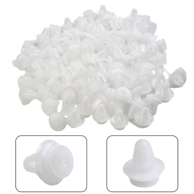 100 Pcs Clips Rivets en Plastique Blanc Type Poussoir pour Réparation Pare-Chocs Garde-Boue