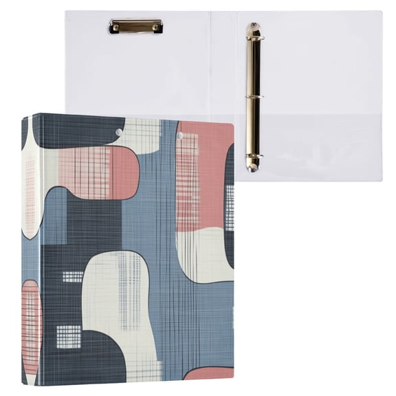 Blue and Pink Large Shapes 3 Ring Hardcover Binders 1.5in Round Rings for Letter-Size Folder Paper Organizer Pockets for Office Student Recipe