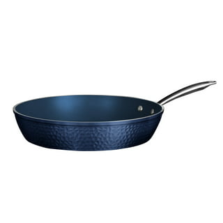 Orgreenic Ceramic Pan for Cooking - 12 Inch Non Stick Pan with Lid, Blue  Hammered Cookware, Elegantly Designed, Lightweight & Durable for All Stove