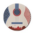 thumbnail image 1 of Music Mouse Pad for Computers, Country Festival Event Illustration Guitar American Flag Design Print, Round Non-Slip Thick Rubber Modern Gaming Mousepad, 8" Round, Cream Red Blue, by Ambesonne, 1 of 2
