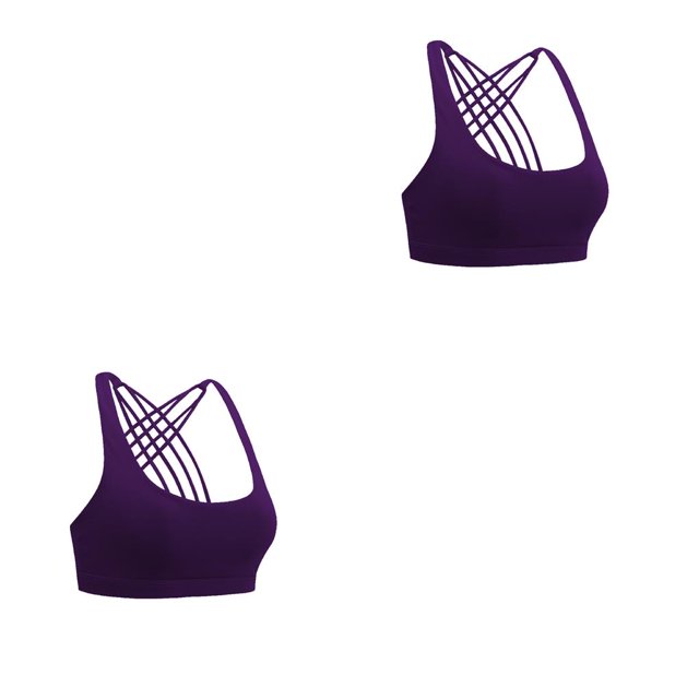 Jumpingount Sujetadores deportivos Elasticidad Sujetador deportivo Ejercicio Deporte Prop Espalda cruzada Diseño único Acolchado para mujer Chica Morado oscuro S 2piezas