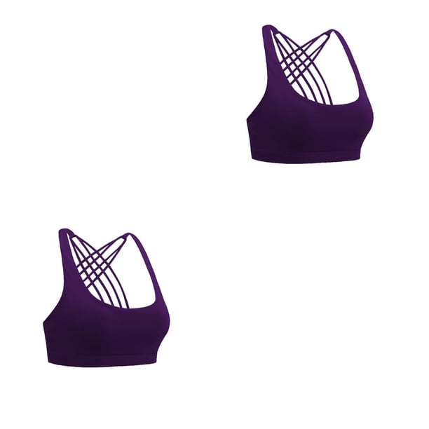 Qarigey Sujetadores deportivos Elasticidad Fitness Sujetador Ejercicio Apasionado Deporte Prop Back Diseño único Seamless Dark Purple Morado oscuro XL 2piezas