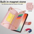 thumbnail image 6 of Compatible With Samsung Galaxy S22 Ultra Wallet Case with Card Holder Kickstand Double Magnetic Clasp Zipper Pocket Lanyard Strap Wristlet, Leather Flip Case Women Men Wallet Cover,Rosegold, 6 of 14