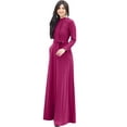 thumbnail image 4 of KOH KOH Long Sleeve Modest Fall Winter Pockets Evening Flowy Empire Waist Full Floor Length Cocktail Semi-Formal Tall Maxi Dress Gown Abaya For Women Fuchsia Magenta Pink XX-Large US 18-20 NT353, 4 of 6