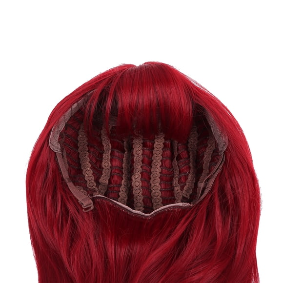 Peluca Larga Recta, Fibra Roja de Alta Temperatura Pelo Falso con Flequillo Recto para Cosplay Fiesta de Halloween Mujeres 20.5In Ecomeon  no