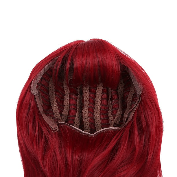 Peluca Larga Recta, Fibra Roja de Alta Temperatura Pelo Falso con Flequillo Recto para Cosplay Fiesta de Halloween Mujeres 20.5In Ecomeon no