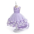 thumbnail image 4 of SERTG Girls Dress Sleeveless Round Neck Exquisite Three-dimensional Flower Trailing Mesh Petal Cake Dress Halloween Role-playing Dress Princess Dress for Kids 4-10 Years(Purple#1,5 Years), 4 of 9