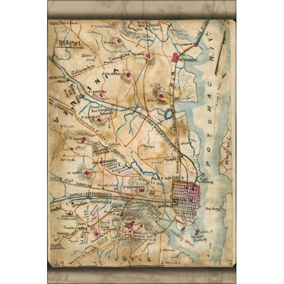 24"x36" Gallery Poster, civil war Map of Alexandria, Virginia 1864