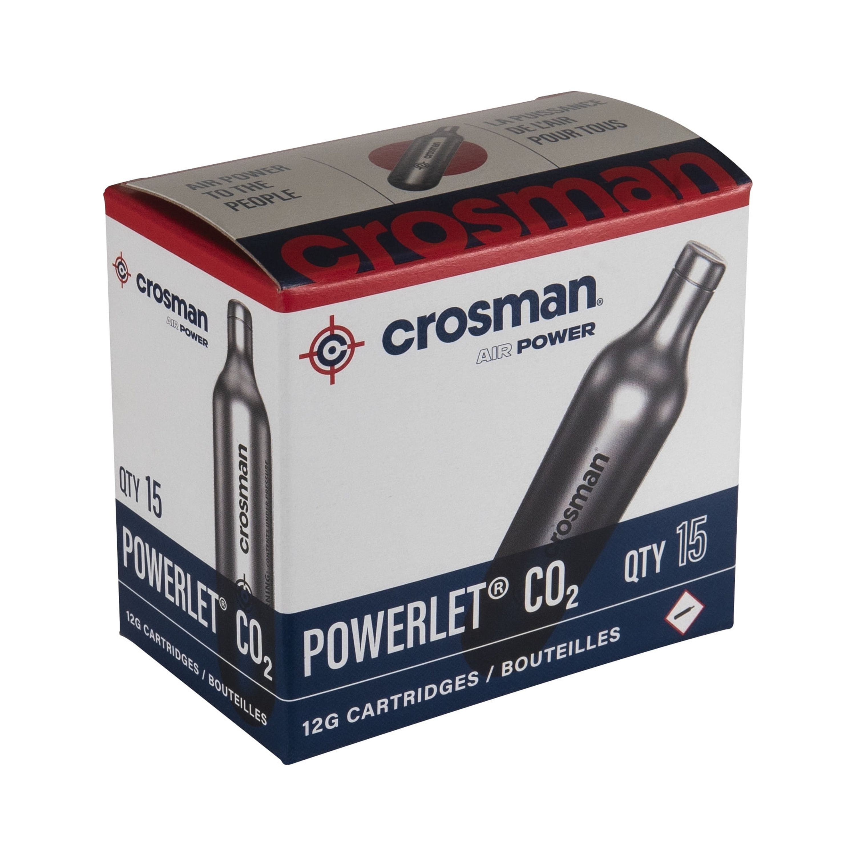 (3 pack) Crosman 12 Gram CO2 Powerlet, 15 Count, C2315, for Airguns and Paintball Markers. Silver
