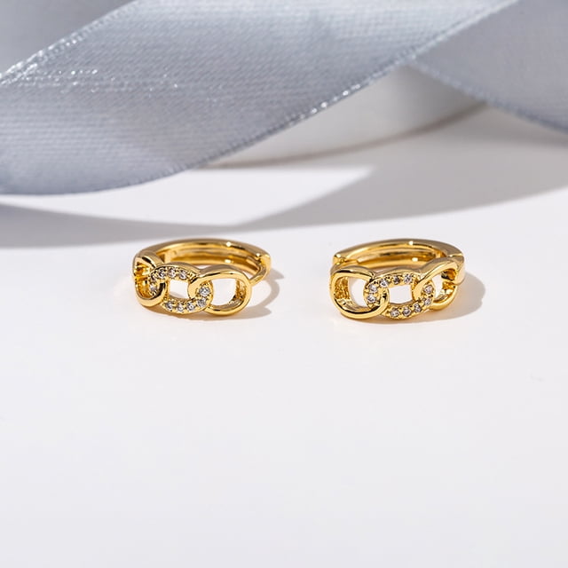 Accesorios de moda Pendientes Populares Europeos y Americanos Pendientes Pequeños con Abanico de Circonitas Microincrustadas Pendientes Simples de Oro Rosa Dorado