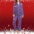 thumbnail image 2 of successthop Button Down Pajamas Women Bling Print Long Sleeve Lapel Sleepwear and Pj Pant Print Nightwear with Pockets S, 2 of 7