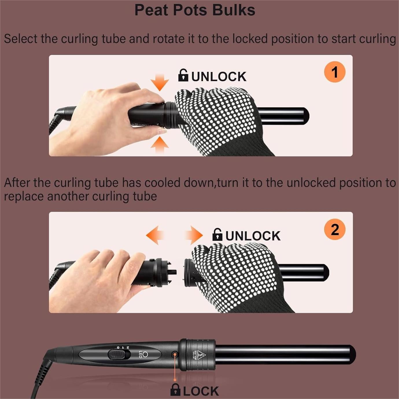 5 in 1 Ceramic Barrel Automatic Rotating Curling Iron, LED Light Temp Control, Curling Wand Fast Heat Up, Auto Shut Off for Waves, Beach Curls for Women & Girls, Ideal Gift