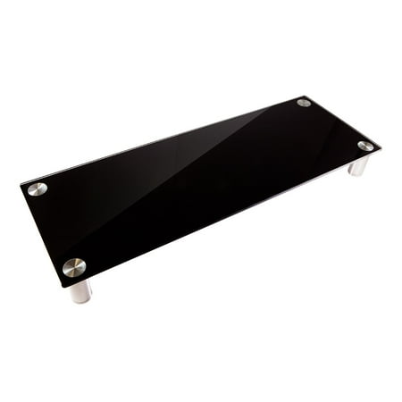 Monoprice Large Multimedia Desktop Stand - Black Glass (30.8 x 11in) Stand