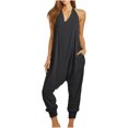 thumbnail image 1 of Jumpsuits for Women Halter Backless Summer Rompers Beam Foot Long Pants One Piece Outfits Playsuits with Pockets, 1 of 6